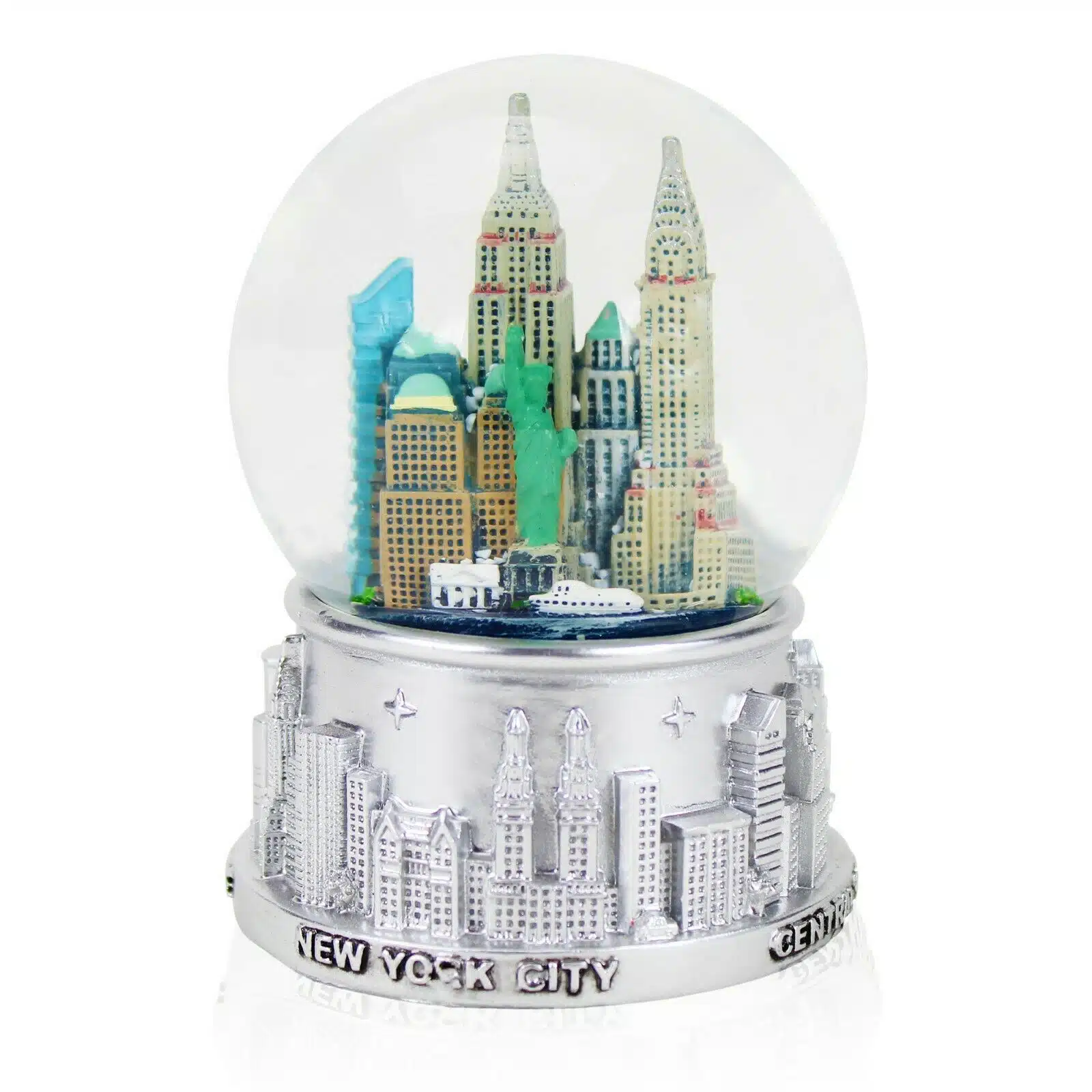 Silver New York City Skyline Snow Globe | NYC Souvenir Figurine (65MM) 5