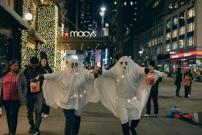 ghosts in city at night